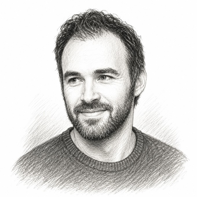Pencil sketch portrait of Daniel Henderson